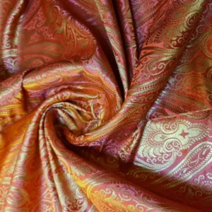 Ornamental Paisley Gold Metallic Banarasi Brocade Fabric | Dress, Craft & Décor Material | 44" Wide By the Meter